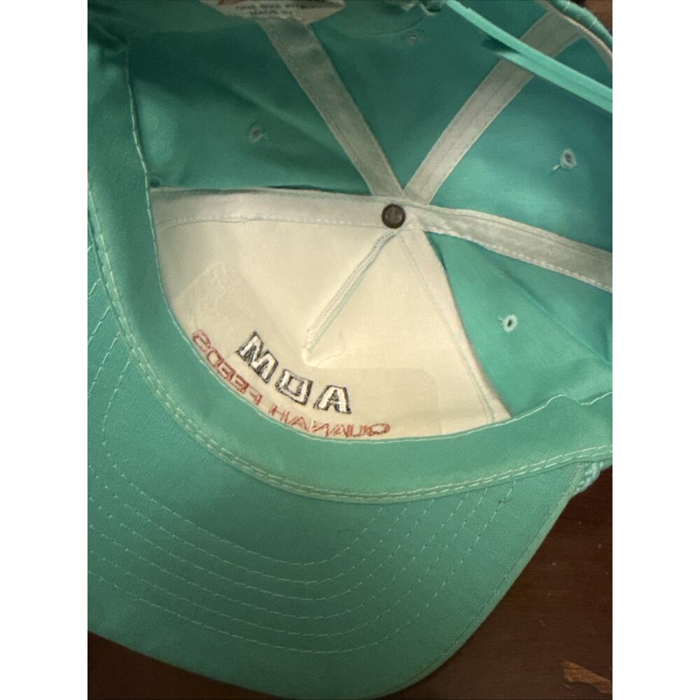 Vintage ADM Quanah Feeds Hat Snapback Trucker Cap Quanah Texas Farm Retro Teal - Picture 3 of 3